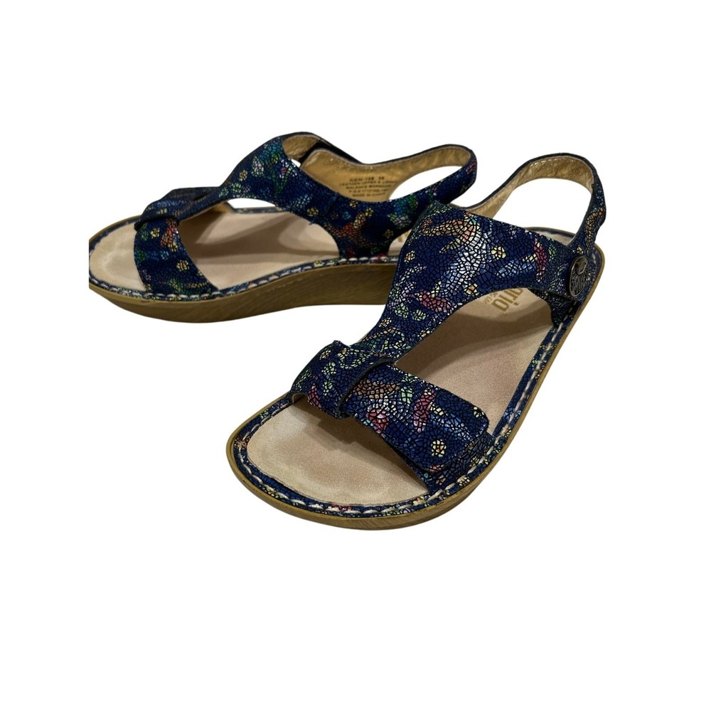 Alegria Women's Sandal Sz 38 (‎ US 8) Blue/Multi Comfort Cushion Leather Upper